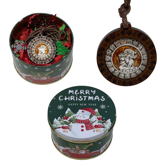 Mayan Necklace Gift Set – Pendant Merry XMAS Tin Christmas Gifts for Men Boys - Picture 1 of 10